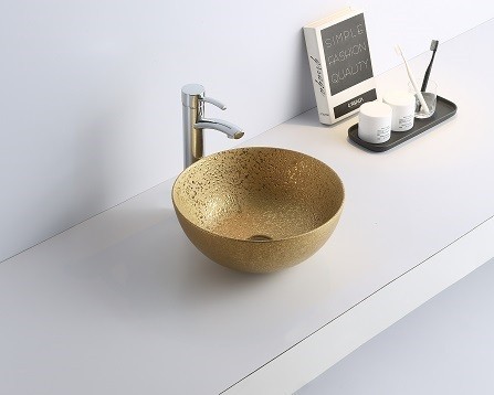 Раковина CeramaLux 7226SJ 410*410 мм (золото)