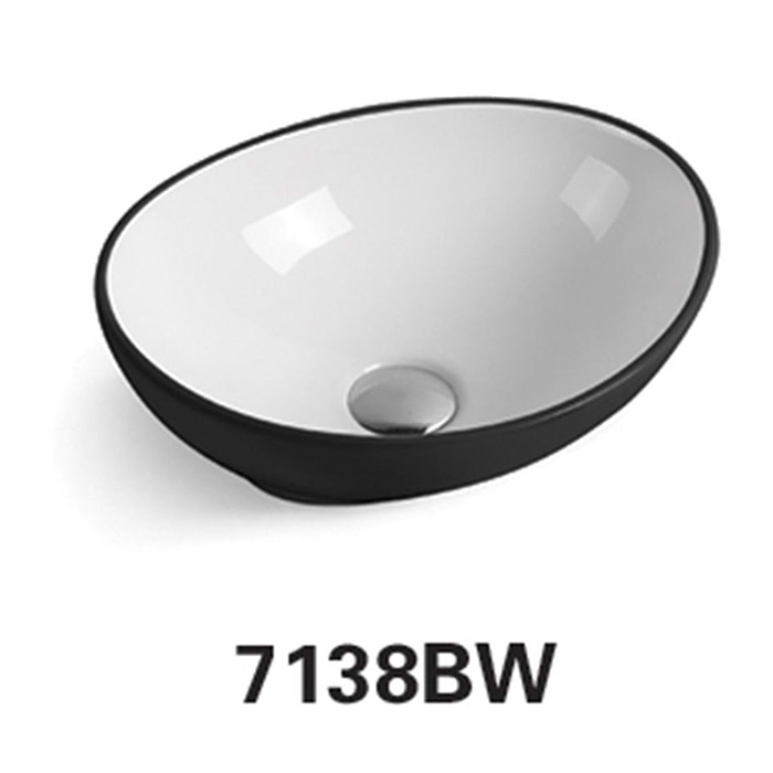 Раковина CeramaLux 7138BW 405*335 (черный)