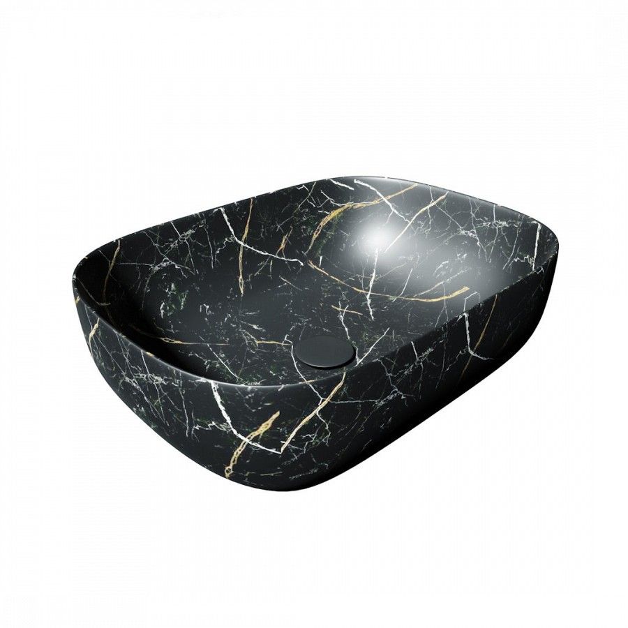 Раковина накладная Alpen Elegant ALP2450394 490*395 мм (чёрный мрамор)