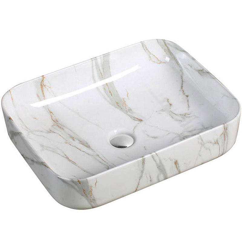 Раковина SantiLine SL-7020 500*400 мм (белый мрамор)