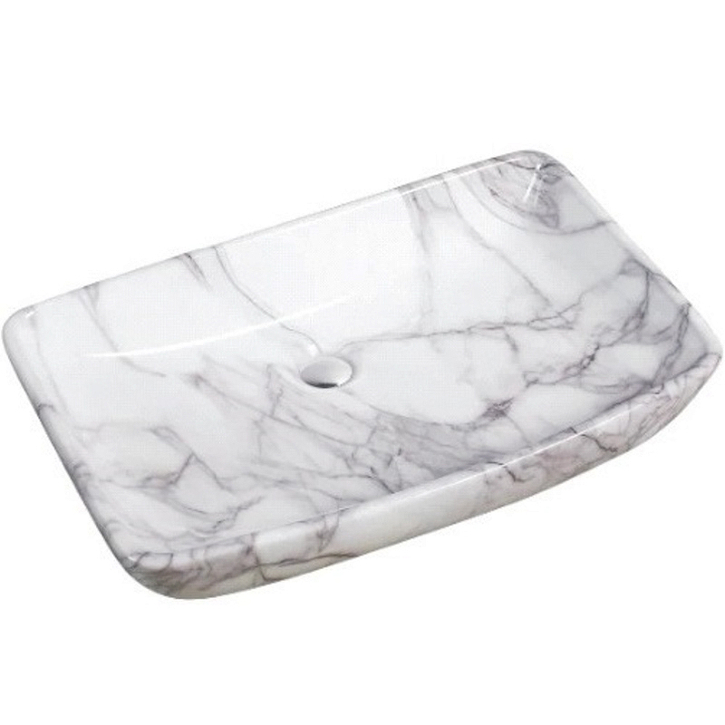 Раковина SantiLine SL-7027 700*380 мм (белый мрамор)