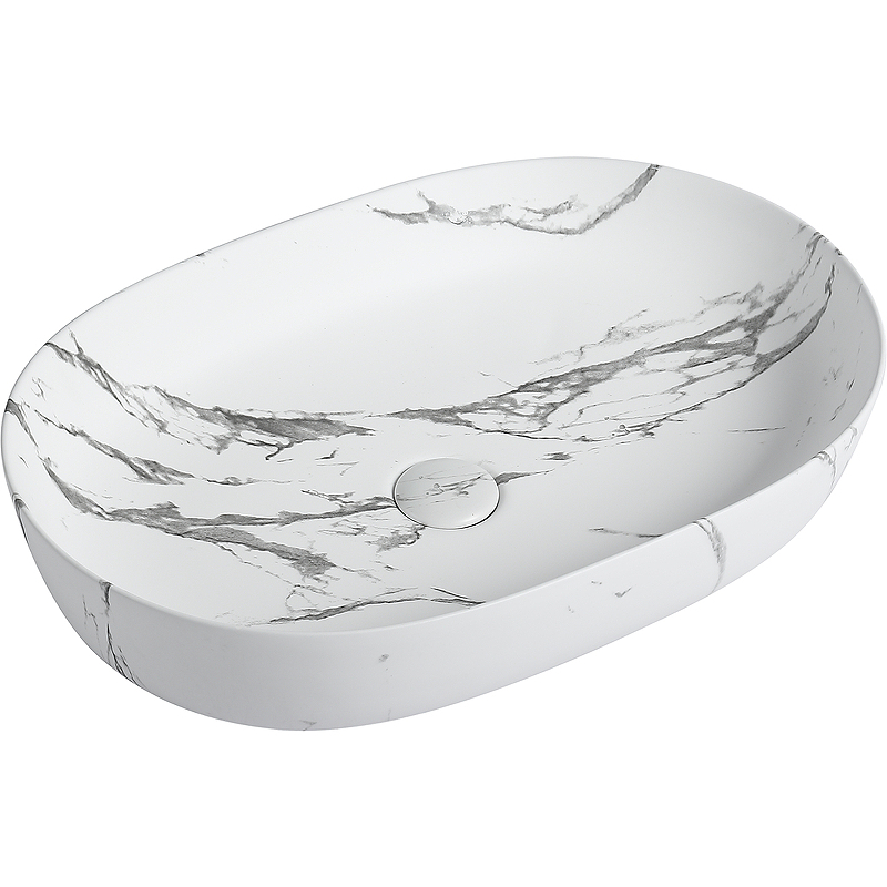 Раковина SantiLine SL-7022MM 600*400 мм (белый мрамор)