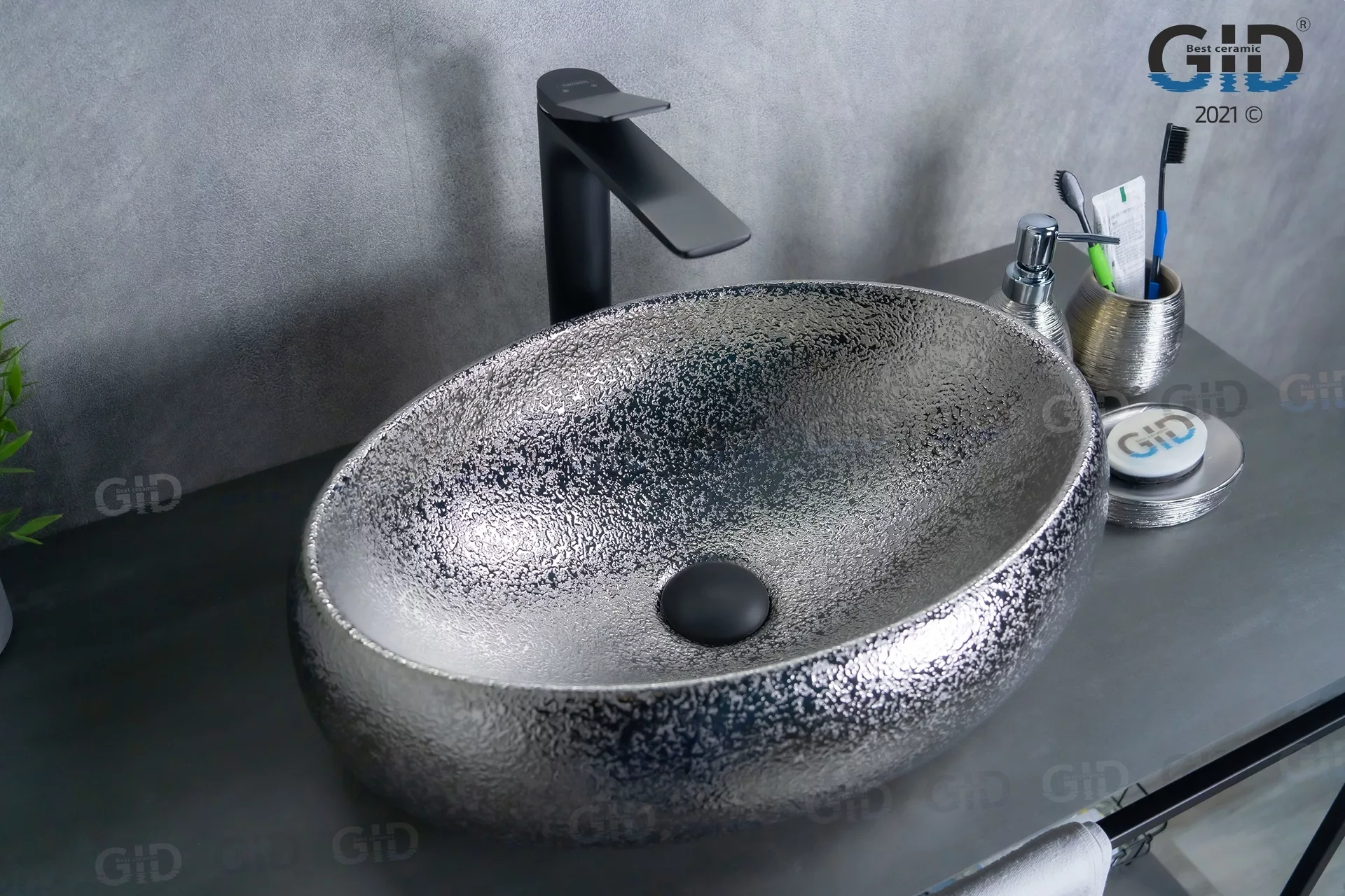 Раковина Gid 9030s 480*340 мм (хром)