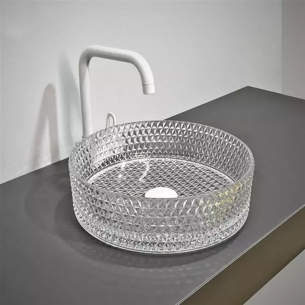 Раковина накладная CeramaLux NC GL01 360*360 мм (прозрачный)