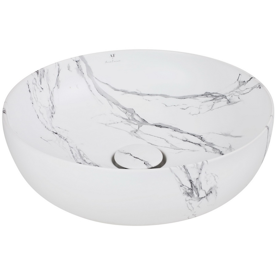 Раковина накладная AeT Elite Round L601T0R0V0481 495*495 мм (белый матовый/мрамор)