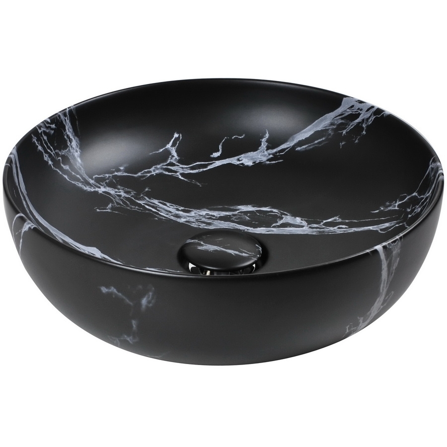 Раковина накладная AeT Elite Round L601T0R0V0483 495*495 мм (черный матовый/мрамор)