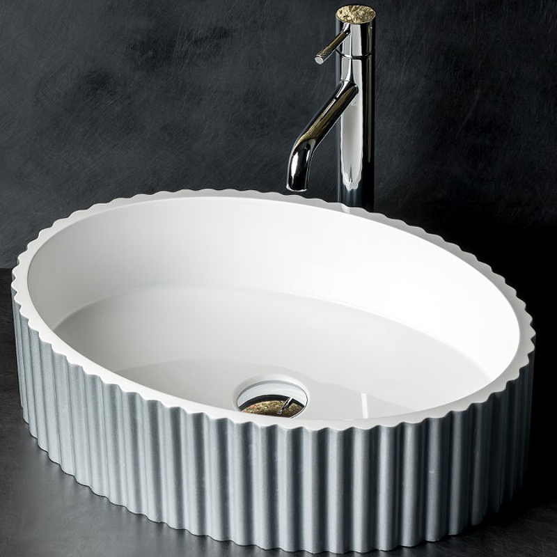 Раковина накладная Boheme Canale 878-S 500*350 мм (серебрянный)