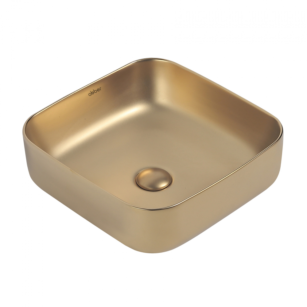 Раковина накладная Abber Rechteck AC2211MMG 385*385 мм (золото матовое)