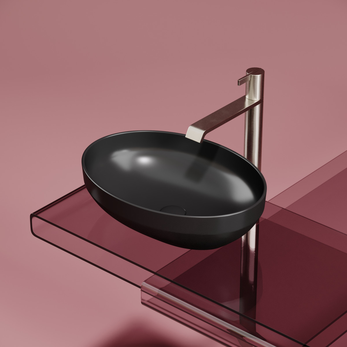 Раковина накладная Ceramica Nova Element CN6056MB 502*363 мм (чёрный матовый)