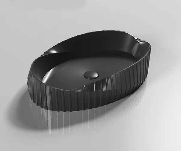 Раковина накладная Gid 53358 Bm888 600*385 мм (чёрный матовый)