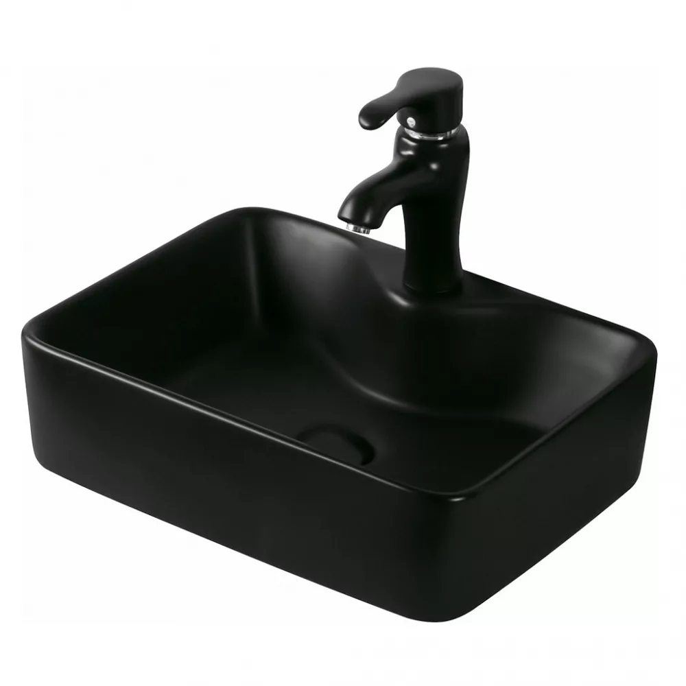 Раковина накладная Gid 53373 Bm9091 480*370 мм (чёрный матовый)