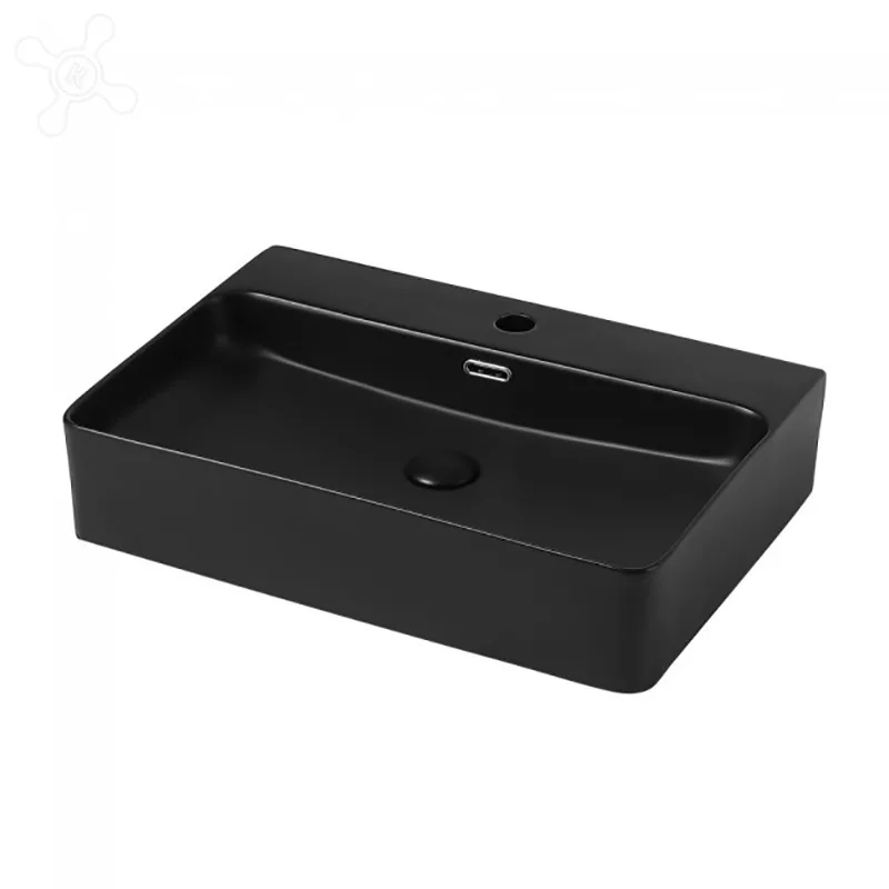 Раковина накладная Gid 53375 Bm9256 600*420 мм (чёрный матовый)