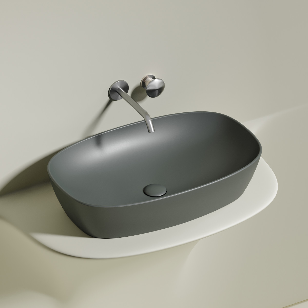Раковина накладная Ceramica Nova Element CN6049MH 600*380 мм (антрацит матовый)
