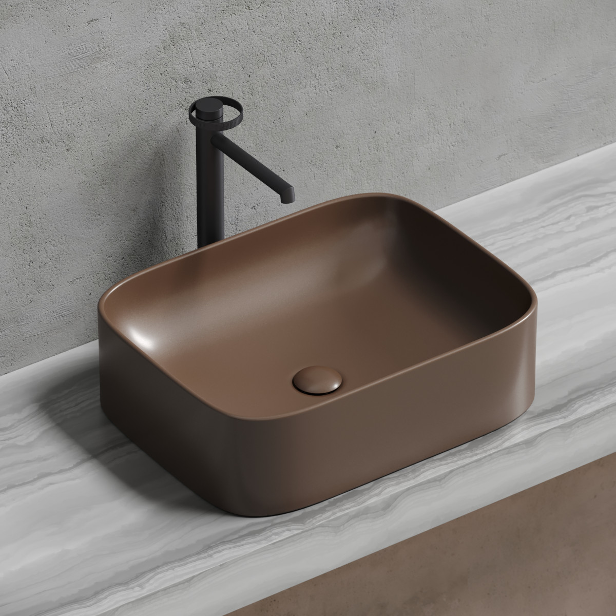 Раковина накладная Ceramica Nova Element CN6052MDB 505*380 мм (тёмно-коричневый матовый)