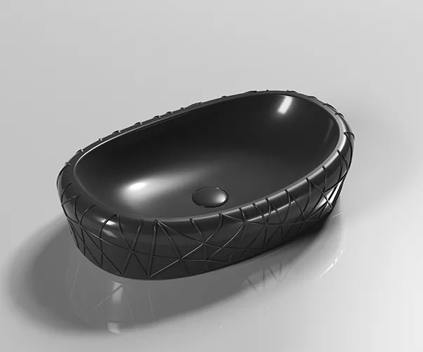 Раковина накладная Gid 53357 Bm777 600*390 мм (чёрный матовый)