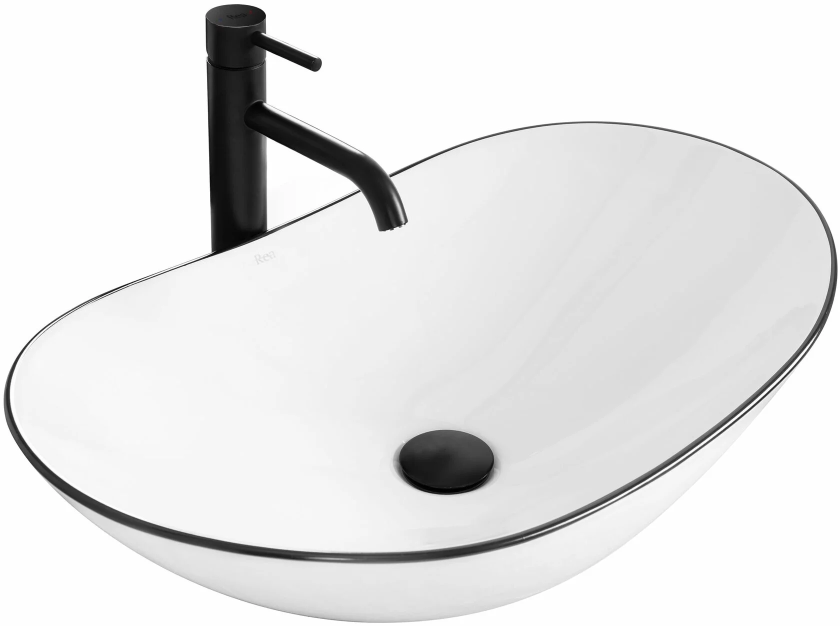 Раковина накладная Rea Royal REA-U8569 625*360 мм (белый/чёрный)