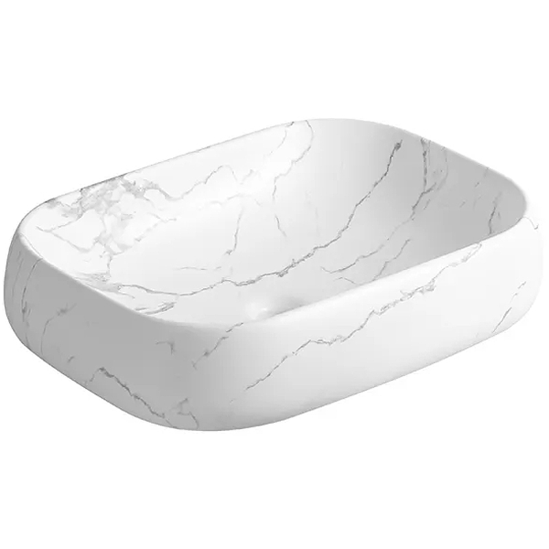 Раковина накладная Cerutti SPA CR0086 MMW2 565*400 мм (белый мрамор матовый)