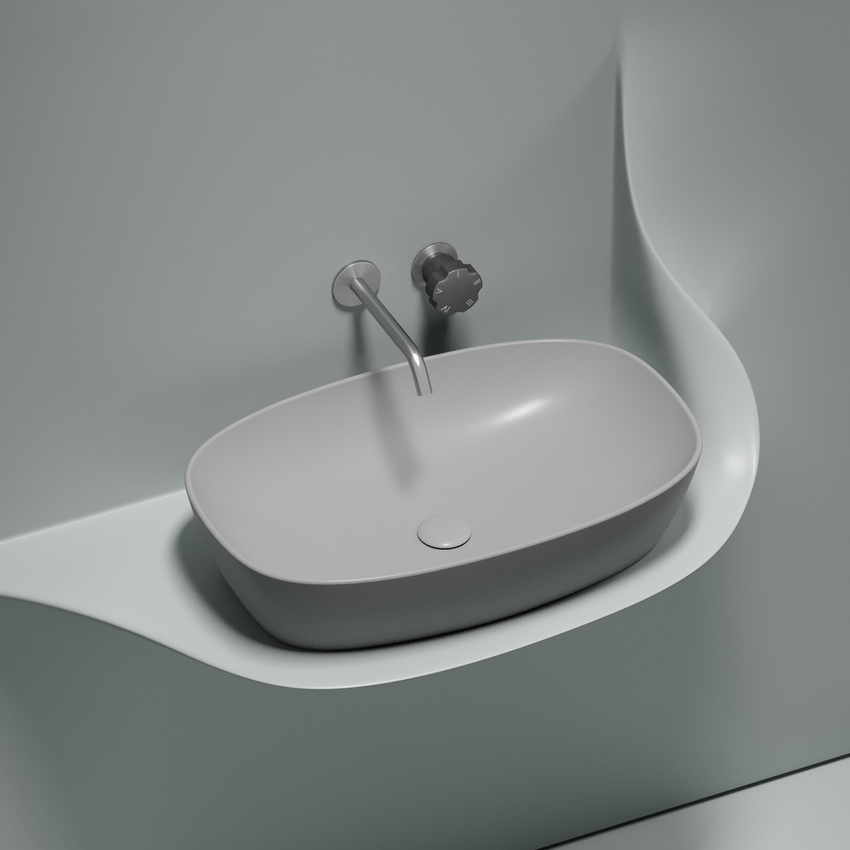 Раковина накладная Ceramica Nova Element CN6049MSG 600*380 мм (серый матовый)