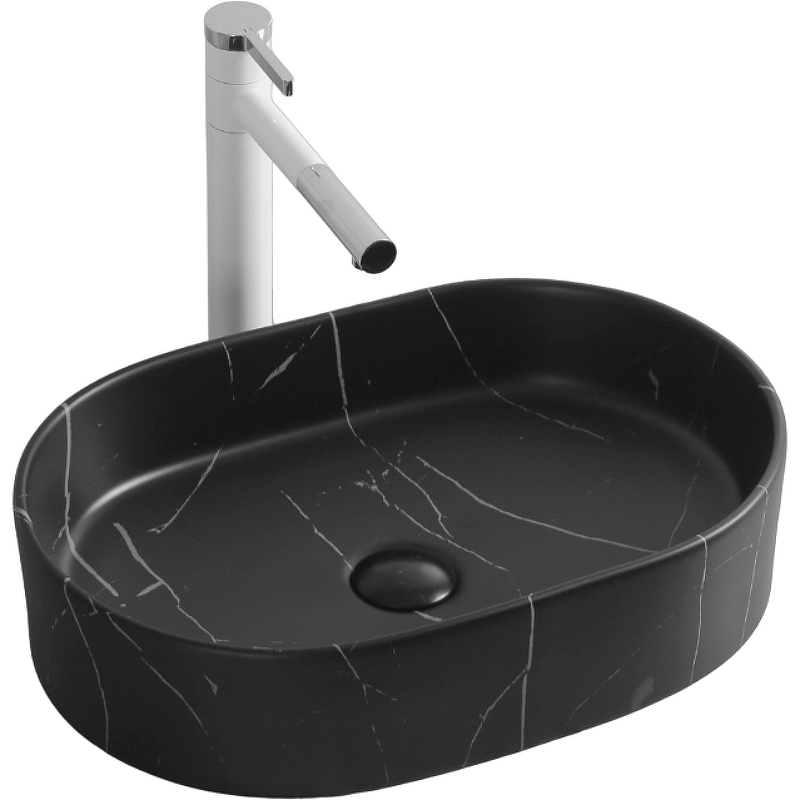 Раковина накладная Cerutti SPA CR0055B MMB1 500*350 мм (чёрный мрамор матовый)