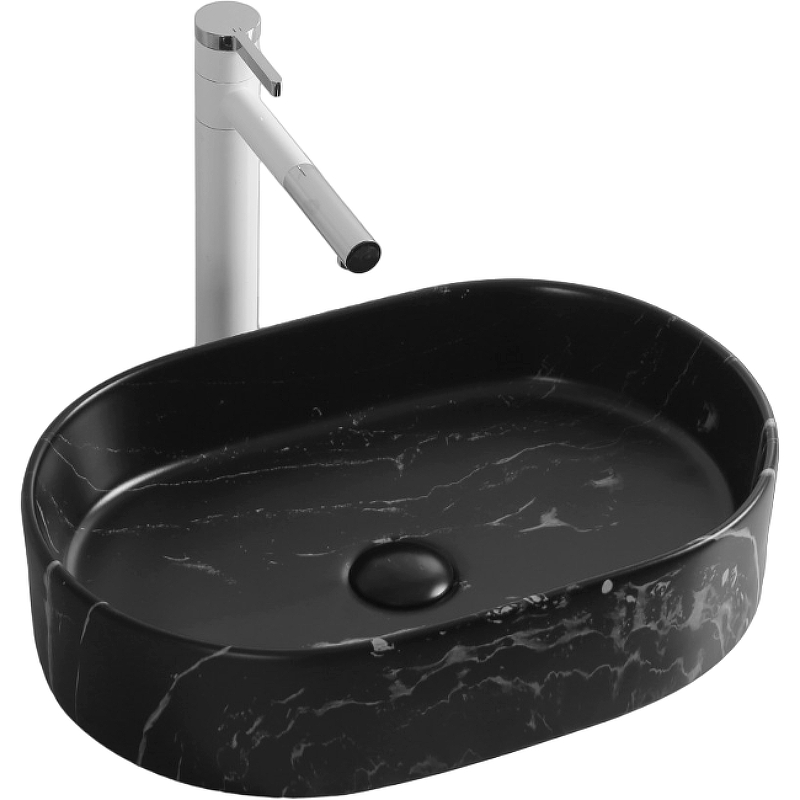 Раковина накладная Cerutti SPA CR0055B MMB2 500*350 мм (чёрный мрамор матовый)