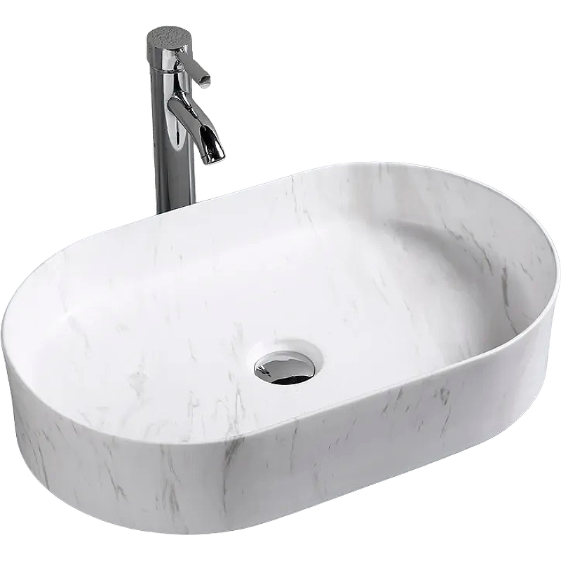 Раковина накладная Cerutti SPA CR0055B MMW1 500*350 мм (белый мрамор матовый)