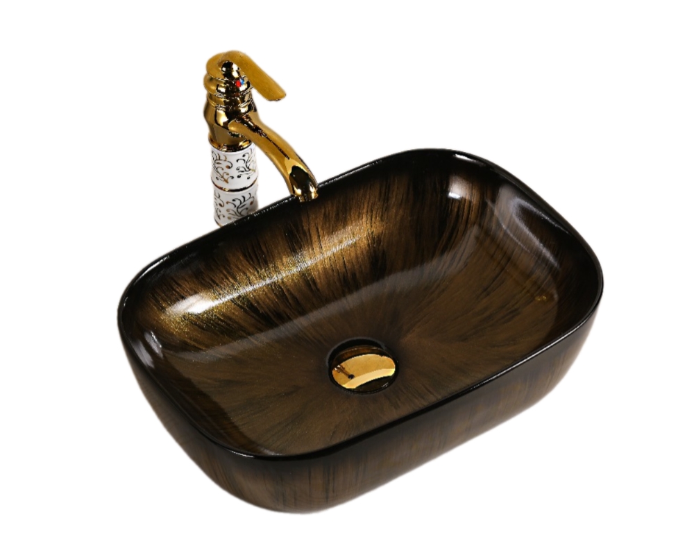 Раковина накладная Milleau Boutique MU0078B-GBG 500*400 мм (гальваника черный/золото)