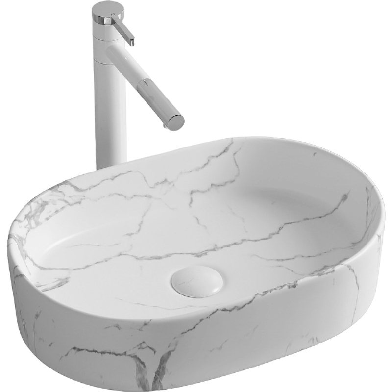 Раковина накладная Cerutti SPA CR0055B MMW2 500*350 мм (белый мрамор матовый)