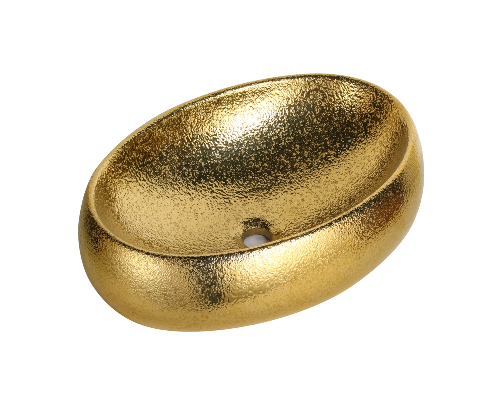 Раковина накладная Milleau Boutique MU8005-EGG  610*410 мм (гальваника золото/золото)