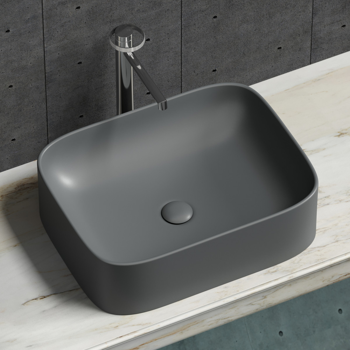 Раковина накладная Ceramica Nova Element CN6052MDH 505*380 мм (тёмный антрацит матовый)