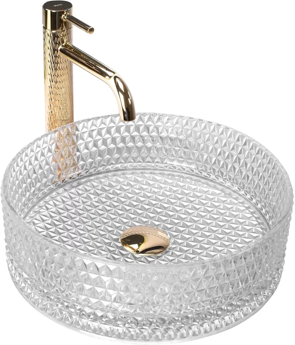 Раковина накладная Rea Cristal REA-U9670 355*355 мм (прозрачный)