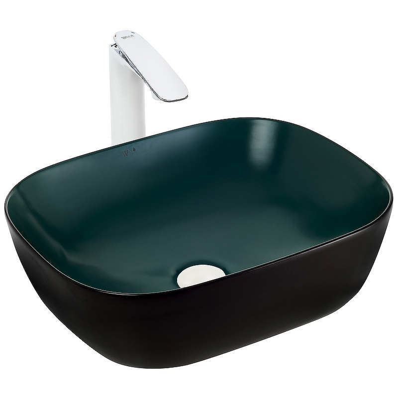 Раковина WeltWasser Elbach M2143 BBG 10000005600 490*395 мм (черный/зеленый )
