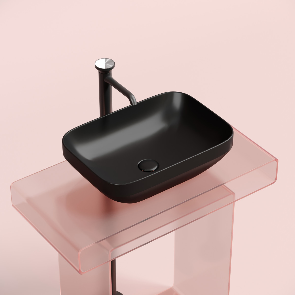 Раковина накладная Ceramica Nova Element CN6055MB 500*359 мм (чёрный матовый)