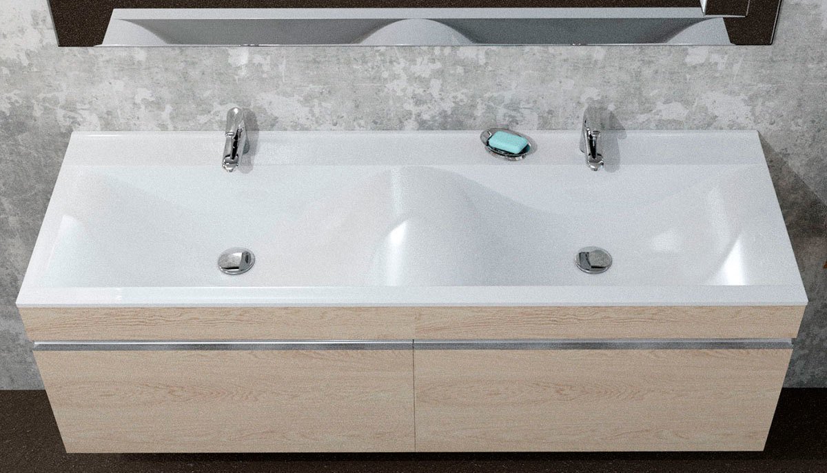 Раковина Velvex Pulsus 1400*476 мм (белый)