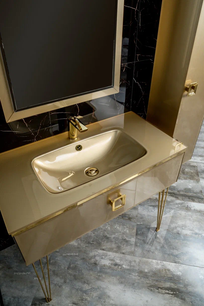 Раковина ArmadiArt Lucido 852-100-Light Gold 1010*520 мм (светлое золото)
