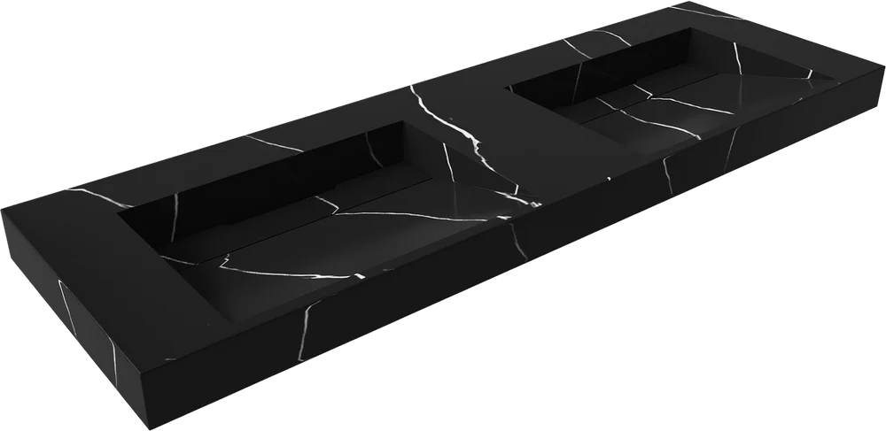 Раковина ArmadiArt Flat Nero Marquina 859-140-NM 1410*452 мм (чёрный мрамор)