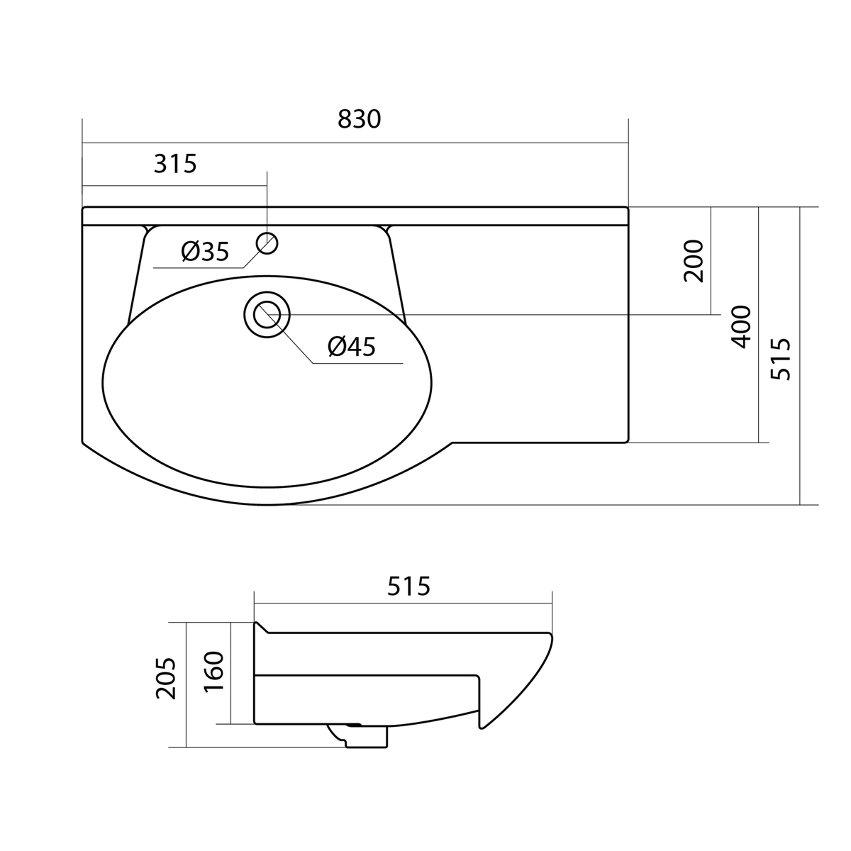 Раковина Santek Коралл R 1WH110228 830*515 мм (белый)