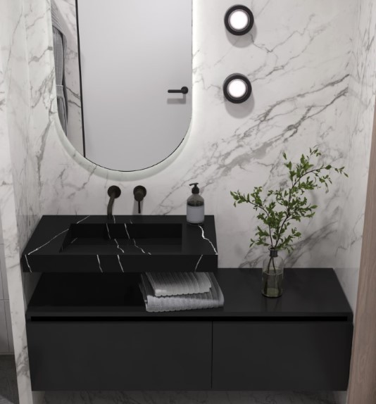 Раковина ArmadiArt Flat Nero Marquina 859-080-NM 810*452 мм (чёрный мрамор)