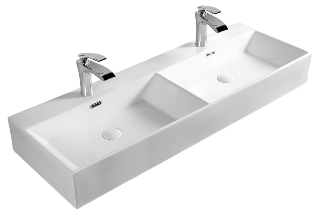 Раковина двойная SantiLine SL-2114 1200*420 мм (белый)