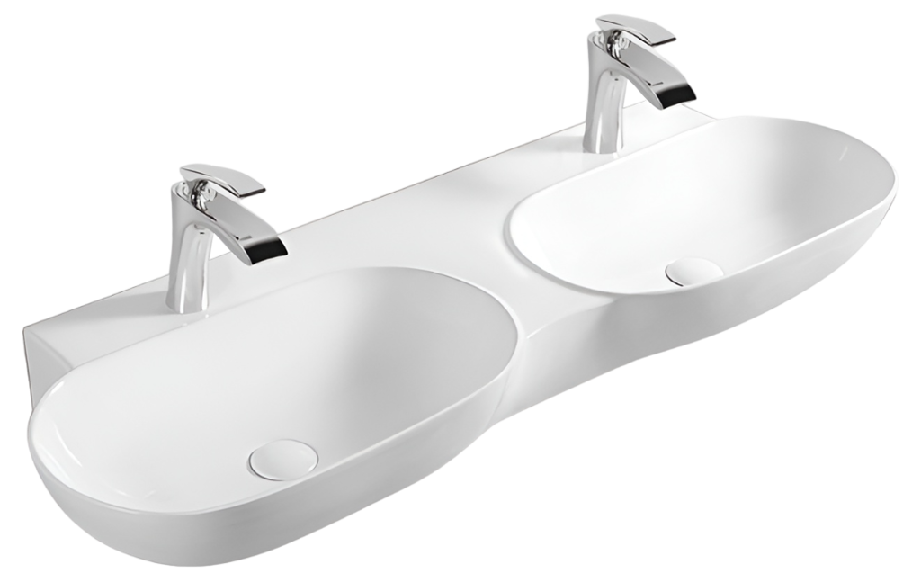 Раковина двойная SantiLine SL-2113 1200*390 мм (белый матовый)