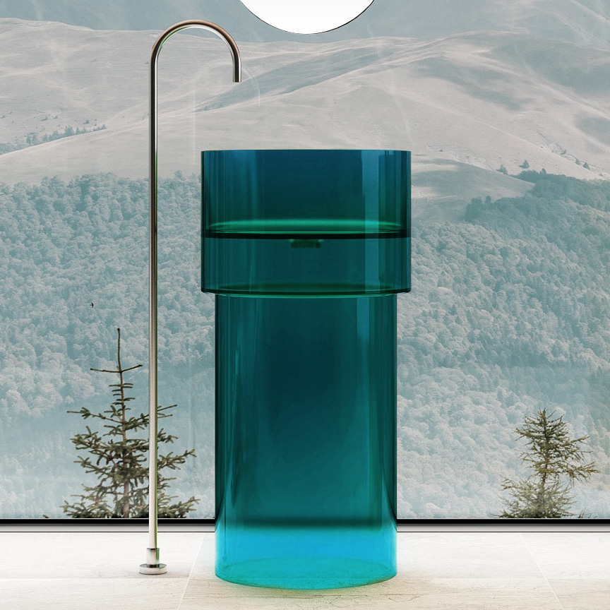 Раковина напольная Abber KRISTALL AT2701Aquamarin-H 450*450 мм (бирюзовый)