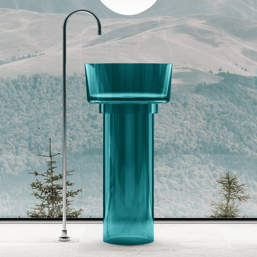 Раковина напольная Abber Kristall AT2702Aquamarin-H 450*450 мм (бирюзовый)