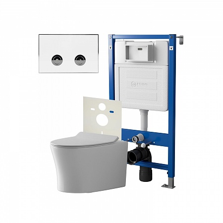 Комплект унитаза с инсталляцией Point Bera PN48189WC (цвет клавиши белый/хром)