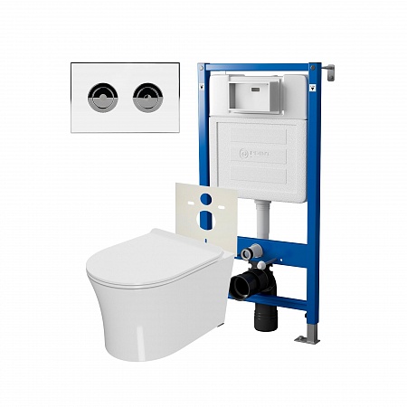 Комплект унитаза с инсталляцией Point Bera PN48211WC (цвет клавиши белый/хром)