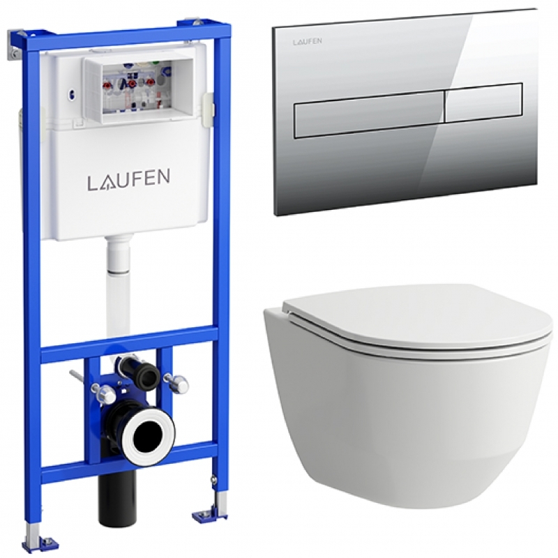 Комплект унитаза с инсталляцией Laufen Pro ПЭК 8.6996.6.000.000.R (клавиша хром)