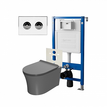 Комплект унитаза с инсталляцией Point Bera PN48215WC (цвет клавиши белый/хром)
