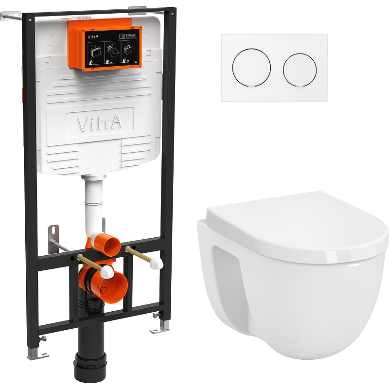 Комплект унитаза с инсталляцией Vitra S40 9005B003-7211 (цвет клавиши хром)
