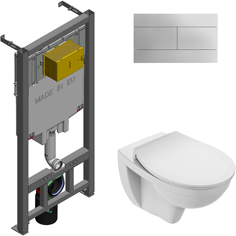 Комплект унитаза с инсталляцией Jacob Delafon Patio E21740RU-00 (цвет клавиши хром)