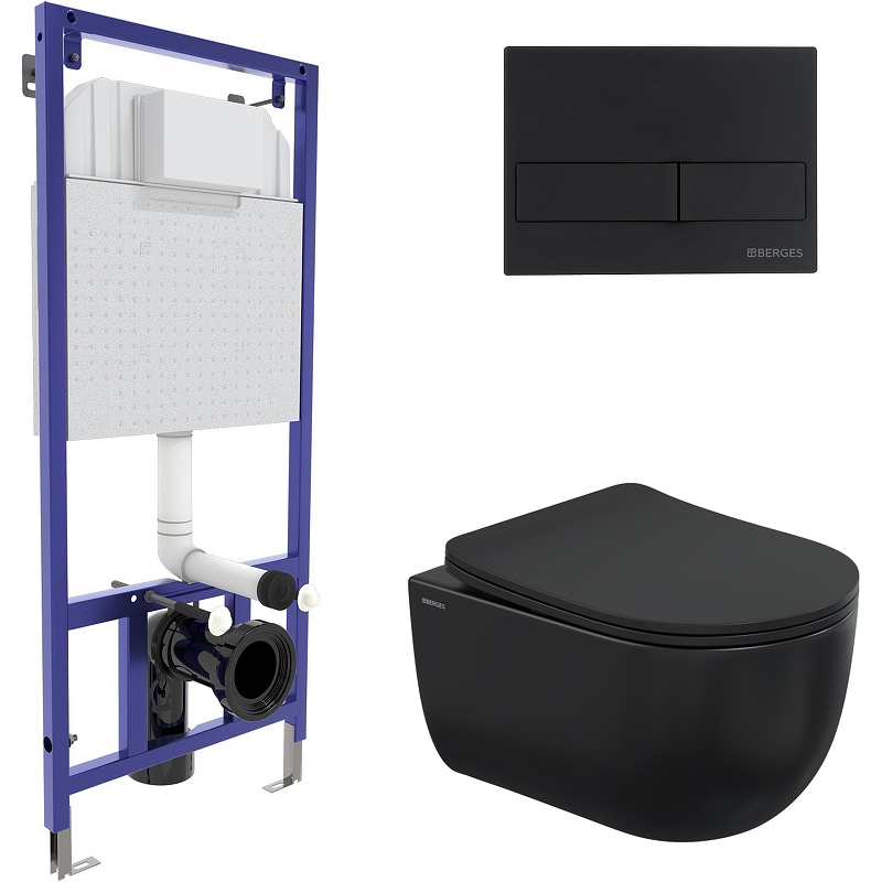 Комплект унитаза с инсталляцией Berges Ventas Black 043324 (цвет клавиши чёрный)