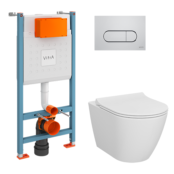 Комплект унитаза с инсталляцией Vitra Sanibelle9878B003-7200 (цвет клавиши хром)
