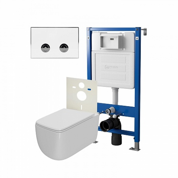 Комплект унитаза с инсталляцией Point Меркурий PN48173WC(цвет клавиши белый/хром)